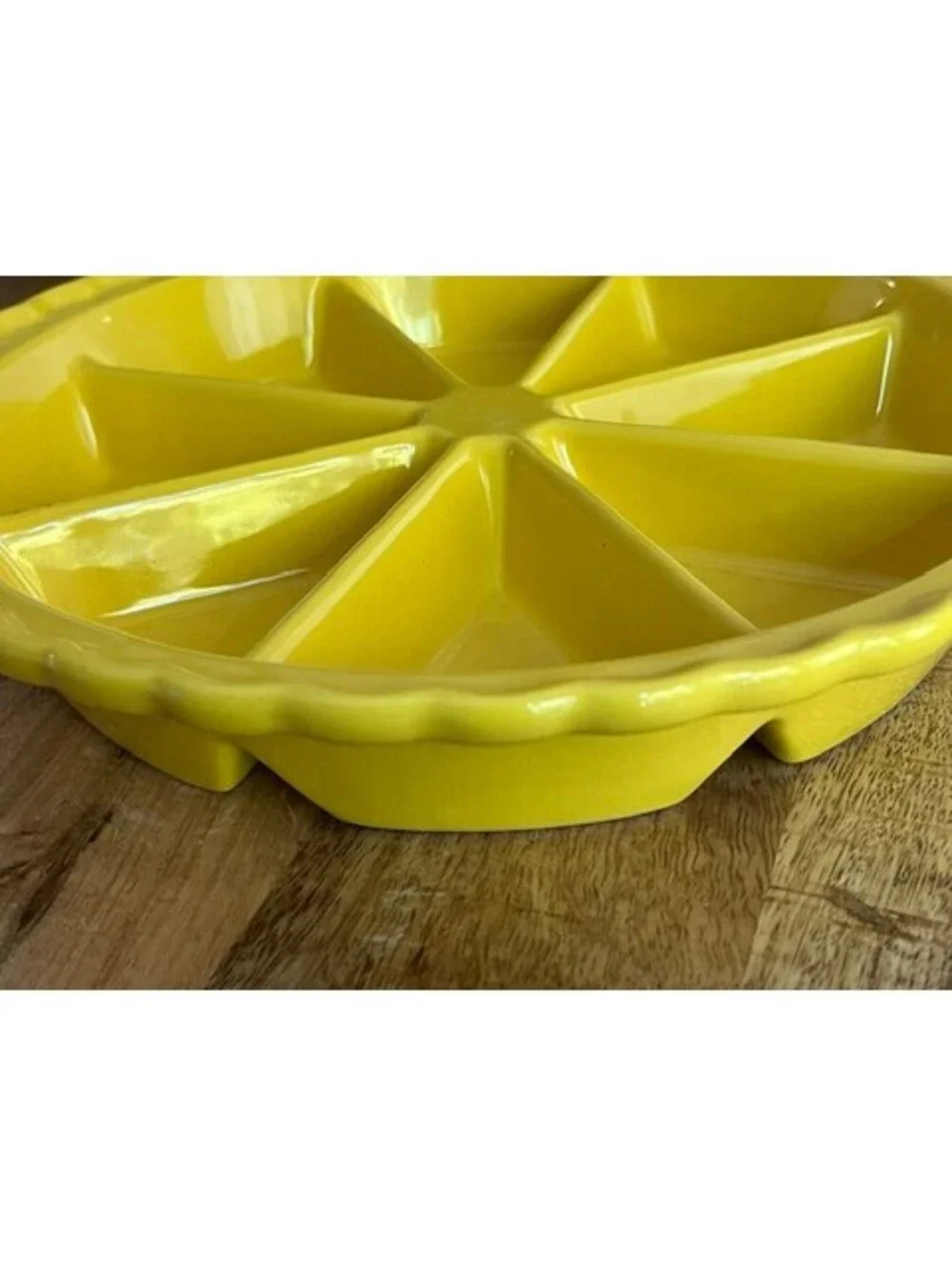 Celebrate It Yellow Ceramic Sectioned Serving Tray
